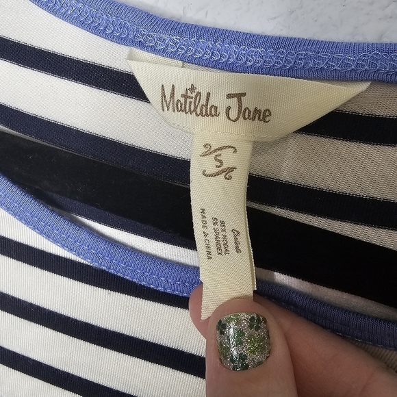 Matilda Jane Set of 2 Womens Short Sleeve Striped Shirts Size S Small - Picture 6 of 16